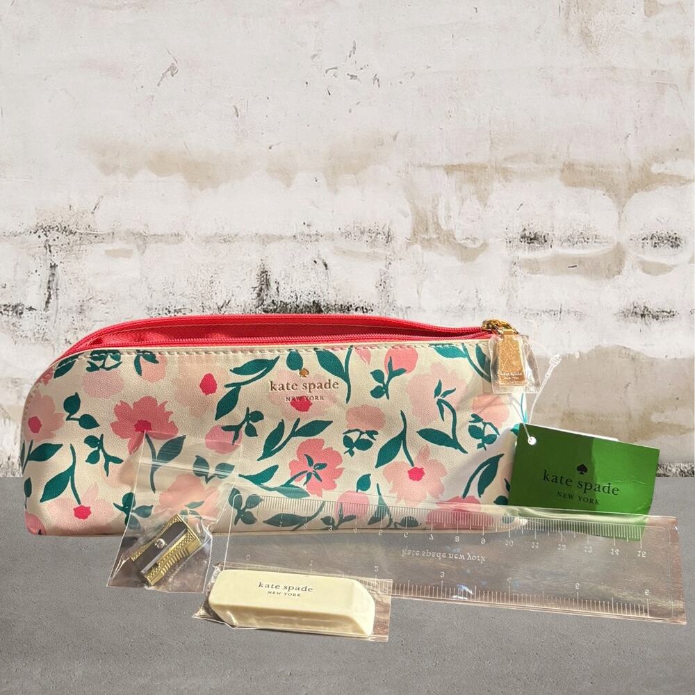 Kate Spade Pink Floral Zip Pencil Case NWT - Picture 4 of 4